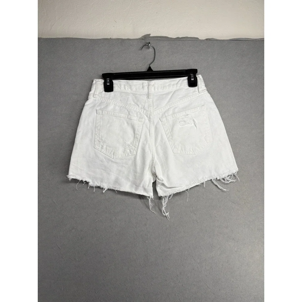 Free People White Distressed Button Fly Jean Shorts Sz 25 Women's ‎ New W/ Tag